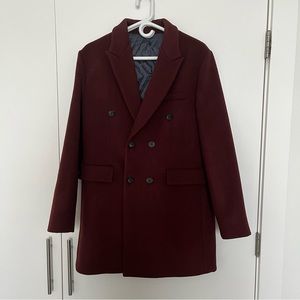 NEW Mind Bridge Men Burgendy Wool Coat Jacket NWOT